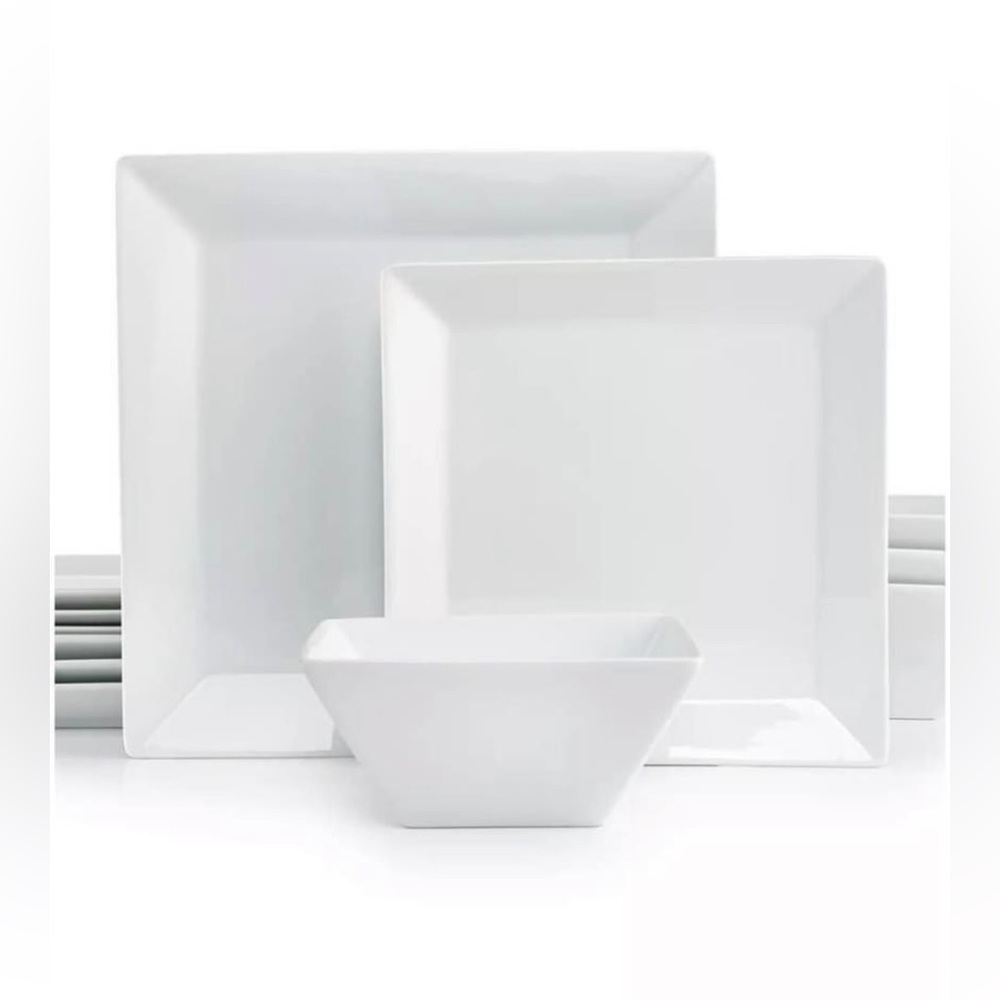 The Cellar Whiteware Macy’s Exclusice White Square 12-piece Set